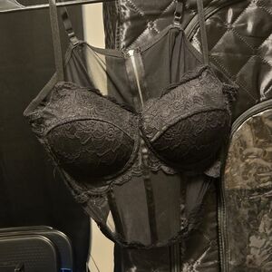 Say What? Black Lace Corset Bra